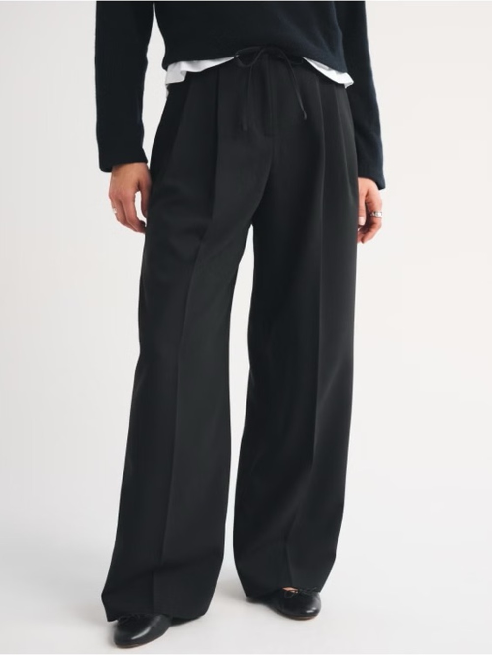Abercrombie Fitch Sloane Tailored Wide leg black trouser pants size 33/16 NWT